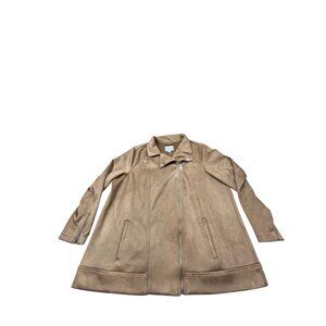 Old Navy Womens 3X Plus Faux Suede Tan Jacket RN 54023 Moto Cottage Core Boho